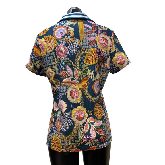 Johnny Was Active Polo Shirt Floral Pattern Multi M - Picture 2 of 7